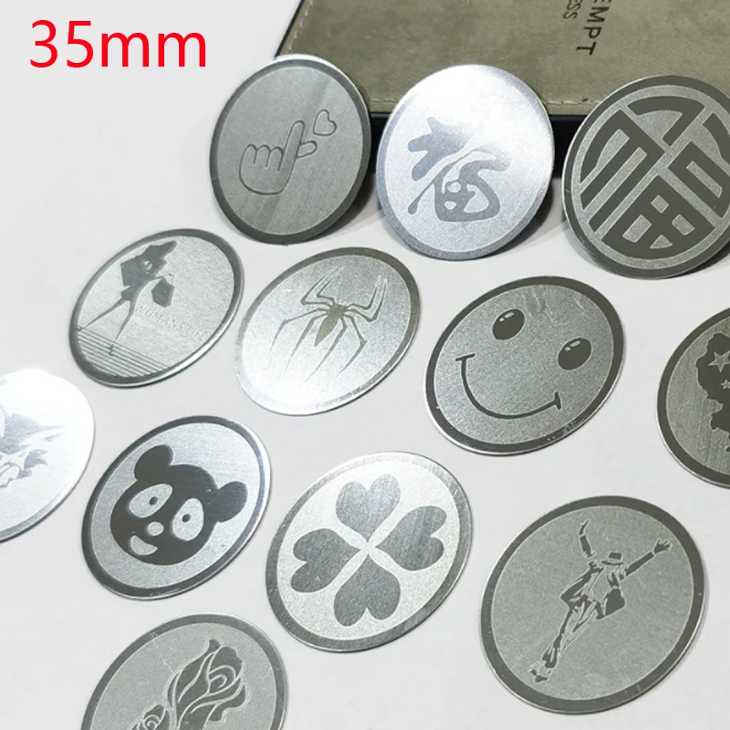 50pcslot 35mm laser pattern metal plate disk iron sheet for magnet mobile phone holder iron plate sticker for car phone holder free global shipping