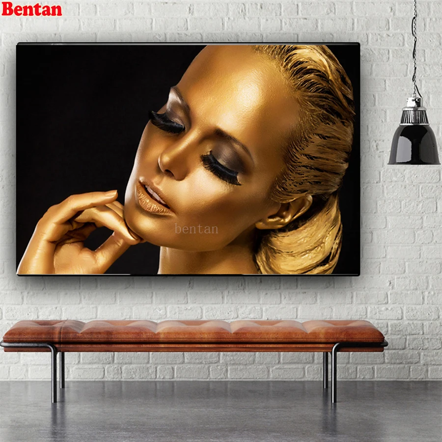 

Sexy nude woman in black and gold DIY Diamond 5d Painting Diamond Full Embroidery cross stitch supplies diamond mosaic art