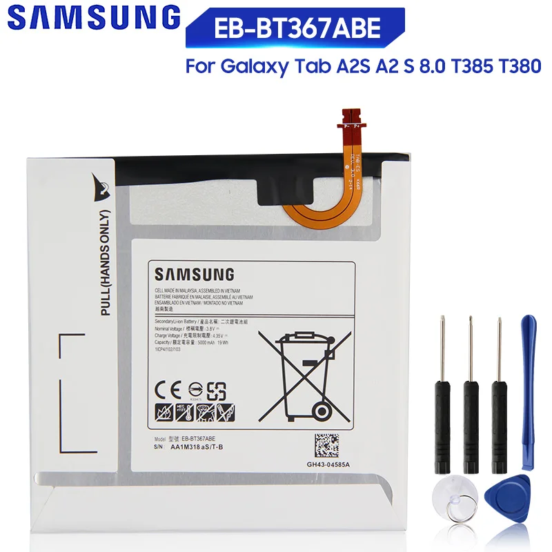 Оригинальный сменный аккумулятор Samsung для 2017 Edition Galaxy Tab A2 S 8 0 T380 T385 EB BT367ABA 5000