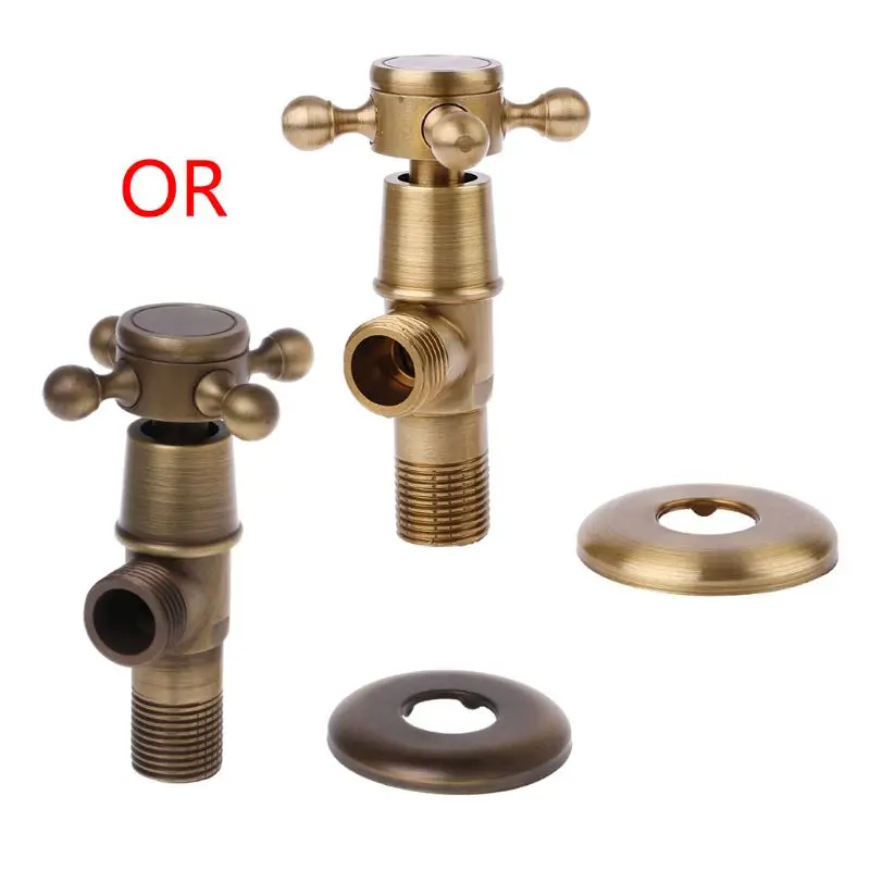 

2021 New Antique Brass Triangle Valve 1/2\" Male Thread Water Control Valves Bathroom Angle Stop Valve