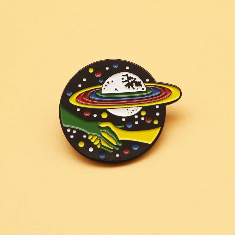 

XM-funny Universe alien planet brooch cute shirt with collar pin alloy enamel badge pin accessories