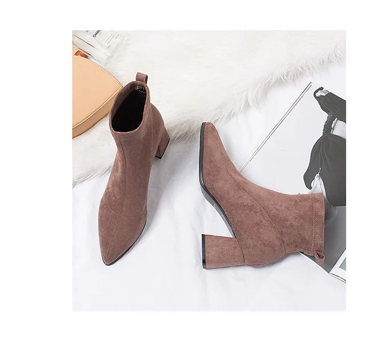 Женские ботинки коллекция 2019 года сезон осень зима новые модные теплые с острым