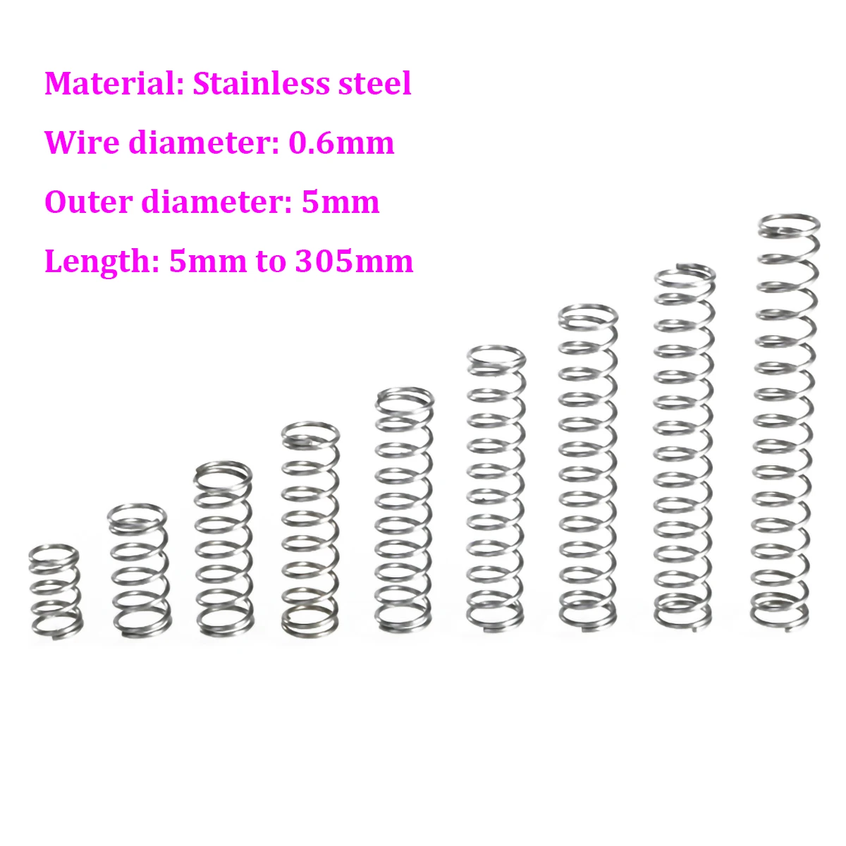 

Проволока диаметром 0,6 мм из нержавеющей стали компрессионная пружина OD 5 мм длина пружины давления 5 мм-305 мм