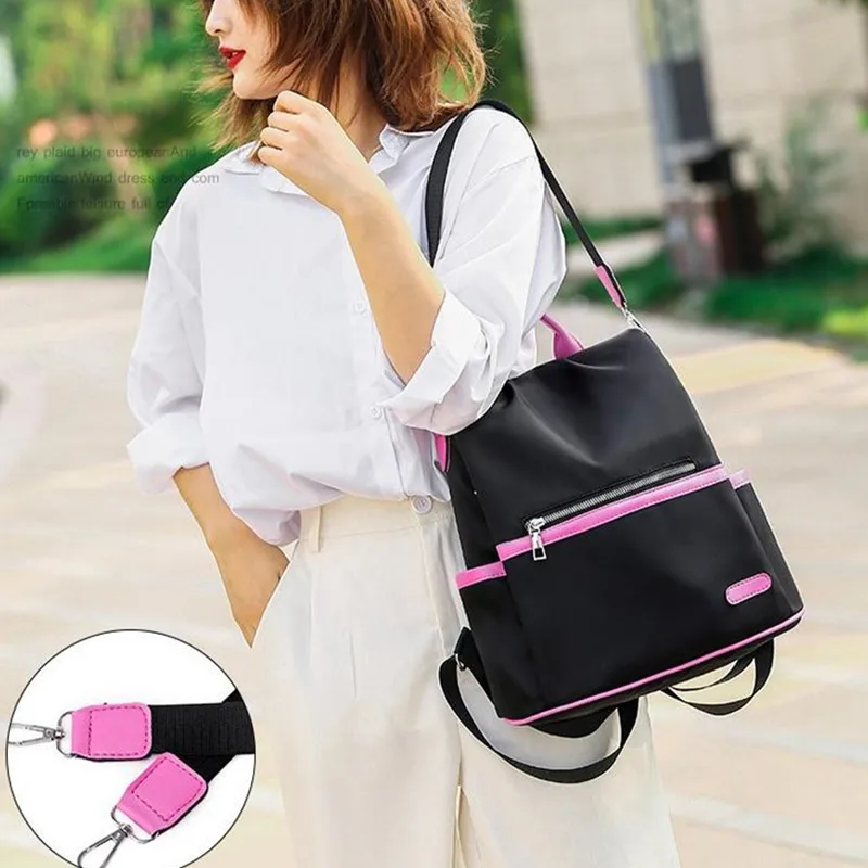 Повседневный Рюкзак из ткани Оксфорд для женщин черные водонепроницаемые