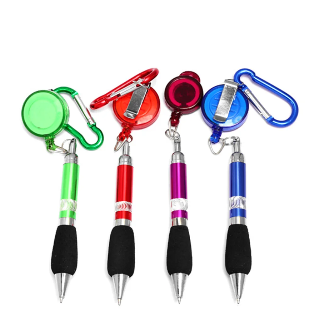 

1pc Retractable Mountaineering Keychain Ballpoint Pen Portable Badge Reel Key Manager Lanyard Office Supplies