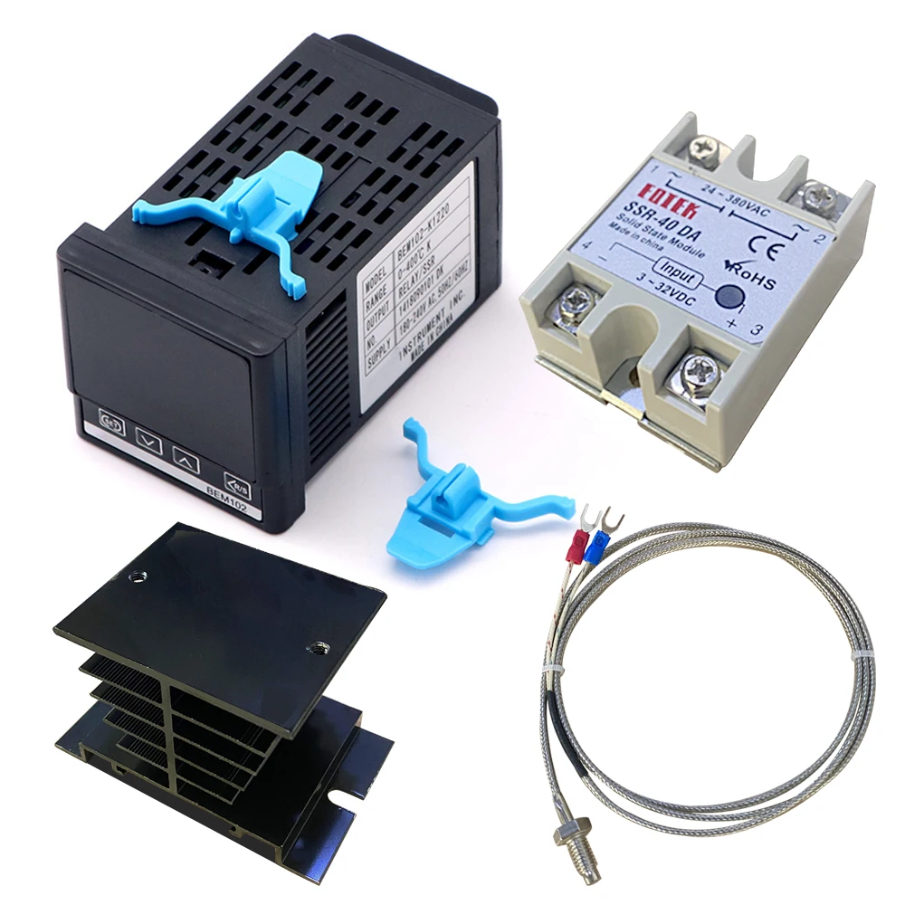 

Цифровой регулятор температуры PID, термостат с 2 выходами K, термопара, зонд, радиатор SSR-40DA