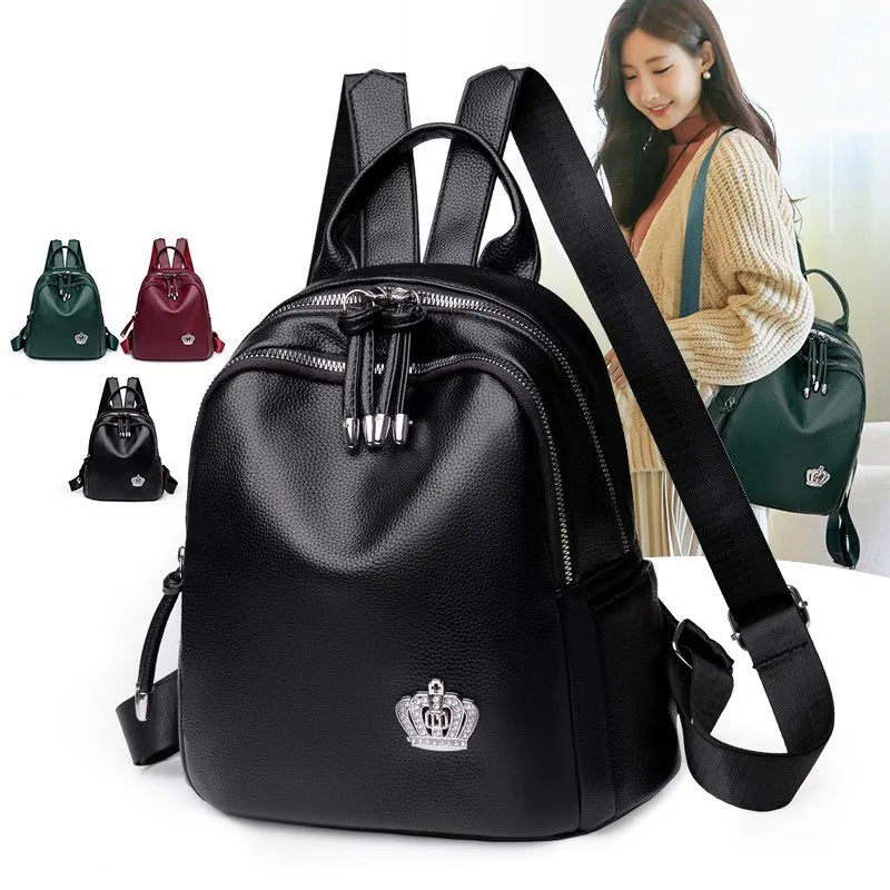 

Fashion New Women Backpack Casual Large Capacity Backbag Luxury Brand School Style Bag Female High Quality Pu Leather Backpacks