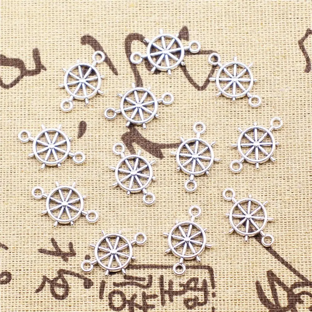 

Charms For Bracelet Making 20pcs 21x15mm Antique Silver Color Rudder Connector