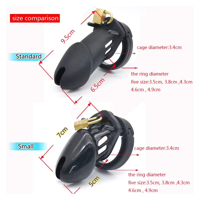 Silicone cock Prison Male Chastity Device Cock Cages Sex Toys Penis Belt Lock with Five Rings Standard Short Cage | Красота и