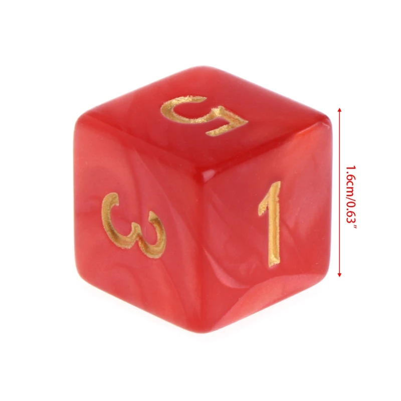 

10pcs Multicolor 6 Sided 16mm Pearl Pattern Resin Dice Board Game Accessories