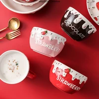 creative ceramic strawberry plate spoon bowl special slotted cup breakfast bowl home office fancy gift for tea drinker