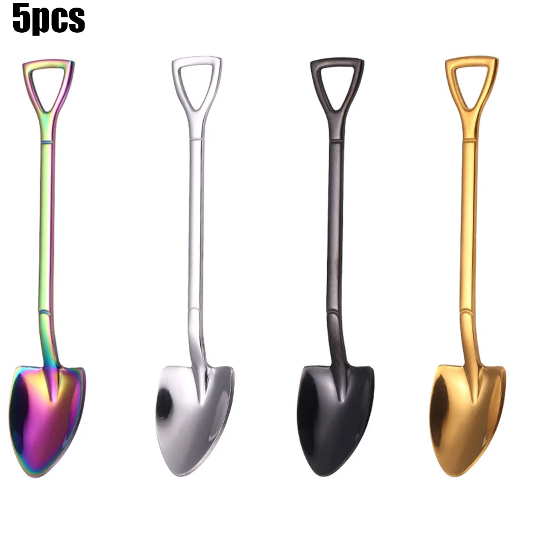 5x Нержавеющая сталь ложка-Лопатка Форма Кофе мороженое арбуз Ручка Ложки Посуда