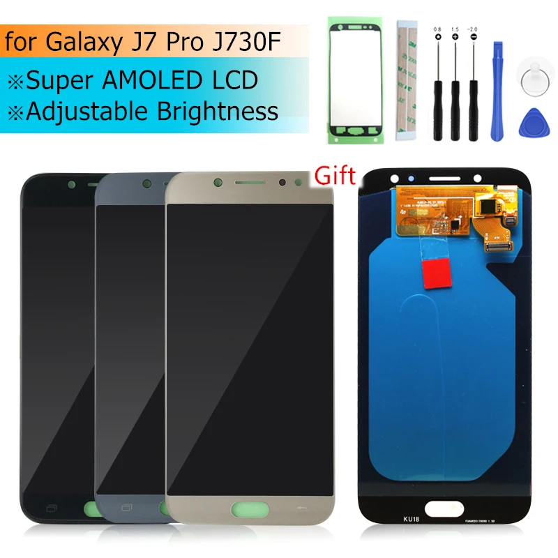 Super AMOLED для samsung galaxy j7 pro ЖК дисплей 2017 j730 сенсорный экран дигитайзер в сборе J730F