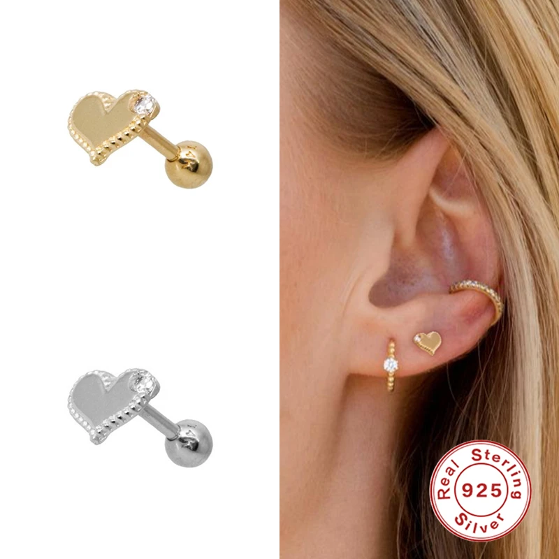 

Aide Mini Earring 925 Sterling Silver Stud Earrings For Women CZ Zircon Piercing Cartilage Earring Earings Jewelry Pendientes