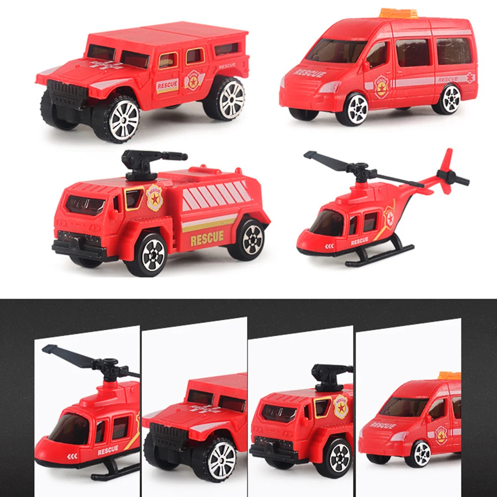 

4pcs/set Mini Inertial Sliding Engineering Car Firefighting Truck Model Toys for Kids Children Gifts