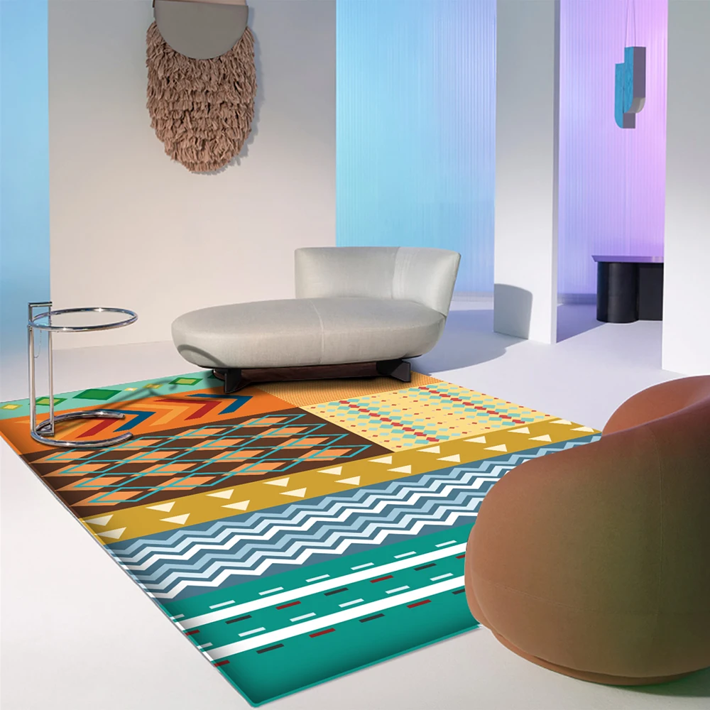 

Fashion Colorful Area Carpet Living Room Table Large Carpet Bohemian Geometry Bedroom Bedside Sofa Kitchen Bathroom Floor Mat