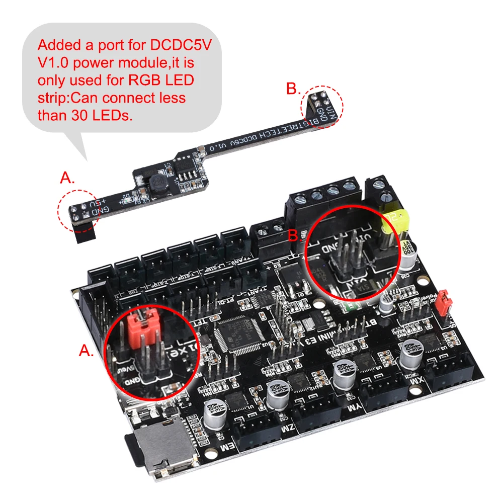 Модуль питания BIGTREETECH DCDC5V поддержка работы 5V RGB лампа Лента 3D принтер Часть для SKR
