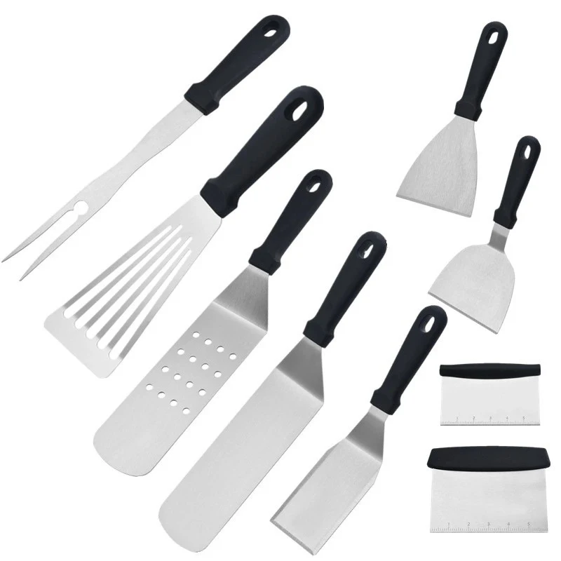 

Hot Sell Baking Tools Stainless Steel Barbecue Tools Outdoor BBQ Set Teppanyaki Cooking Spatula Tuner for Fried Steak