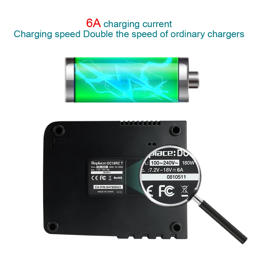 battery charger 6a fast charging current for makita 14 4v 18v 7 2v tool batterys eu plug 180w dc18rct dc18ra 1290 bl1850 bl1860 free global shipping