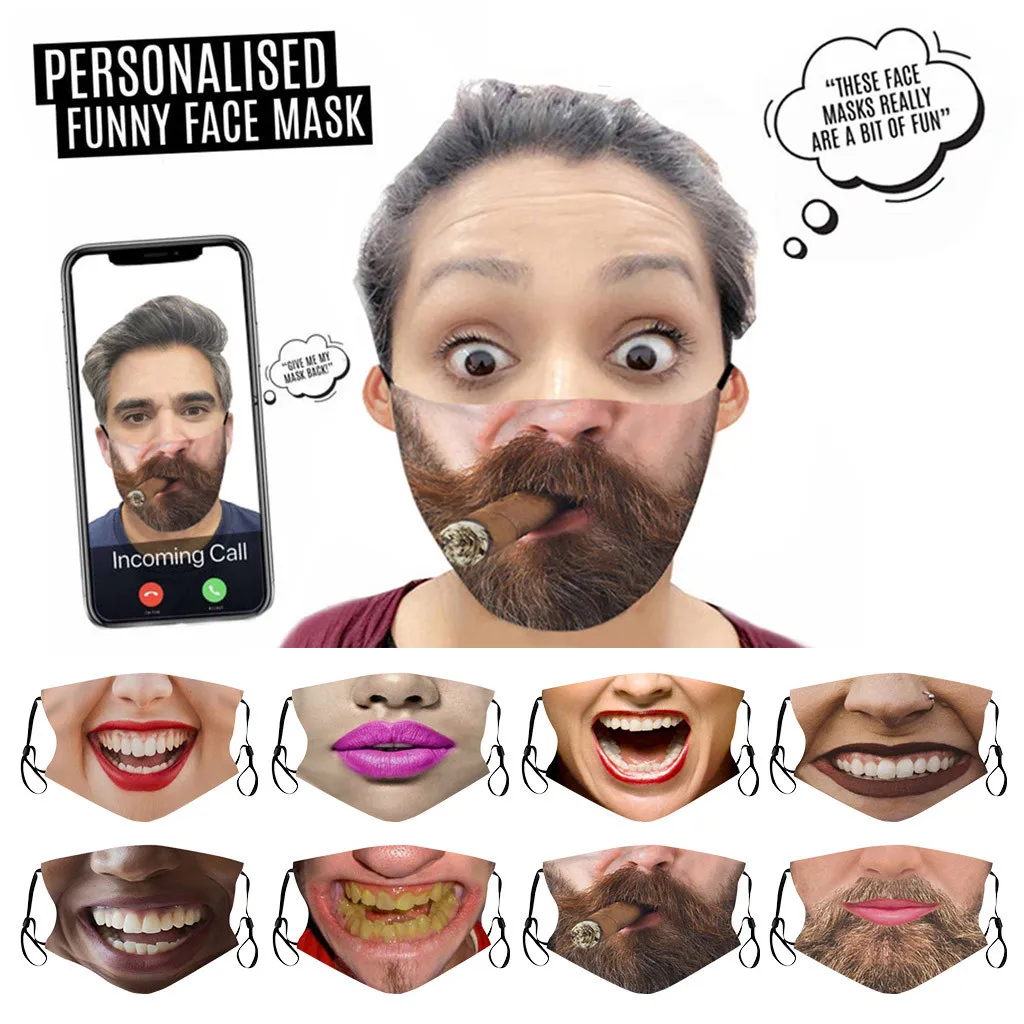 Маска унисекс с забавным принтом для взрослых многоразовая моющаяся защиты шарф