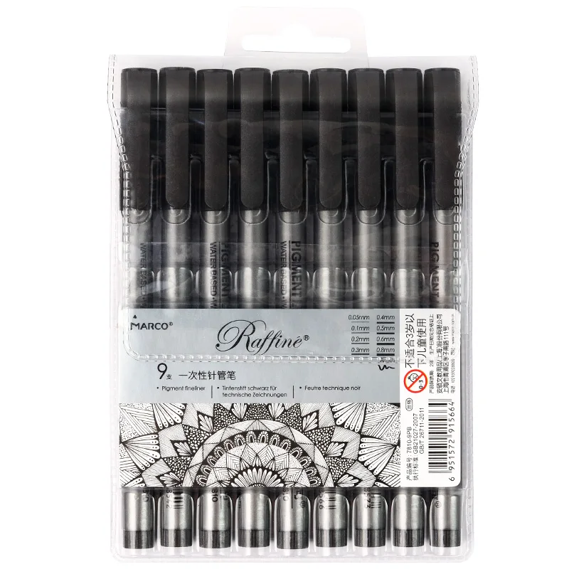 

Marco Micro Fineliner Pen Needle Soft Brush Drawing Pen lot 005 01 02 03 04 05 06 08 Brush Art Markers black ink