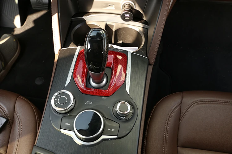 For Alfa Romeo Stelvio Giulia- Car Accessories Real Carbon Fiber Car Center Console Gear Shift Panel Cover Trim