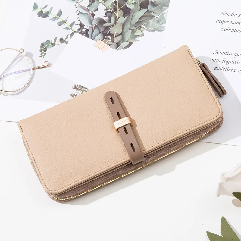 

Brand Nubuck Leather Long Wallet Fashion High Capacity Card Holders Zipper Coin Porcket Ladies Female Wallets Women Cartera