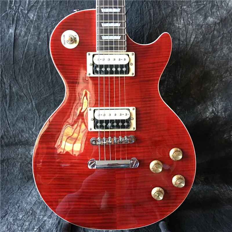 hohe qualität rote elektrische gitarre ahorn flamme top gute klang qualität top qualität free global shipping