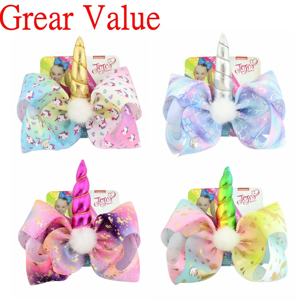 

Clearance Activity 8" JoJo Bows Jojo Siwa Unicorn Printed Knot Ribbon Bow For Girls Hair Clips Hairpins Kids Hair Accessories
