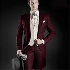 Оптовая продажа-2020, мужской костюм с отворотом, цвет Бургунди
