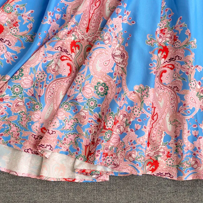 

Croysier Dresses For Women 2021 Elegant Vintage Paisley Print Boho Dress Lace Trim Round Neck Long Sleeve Midi Dress With Belt