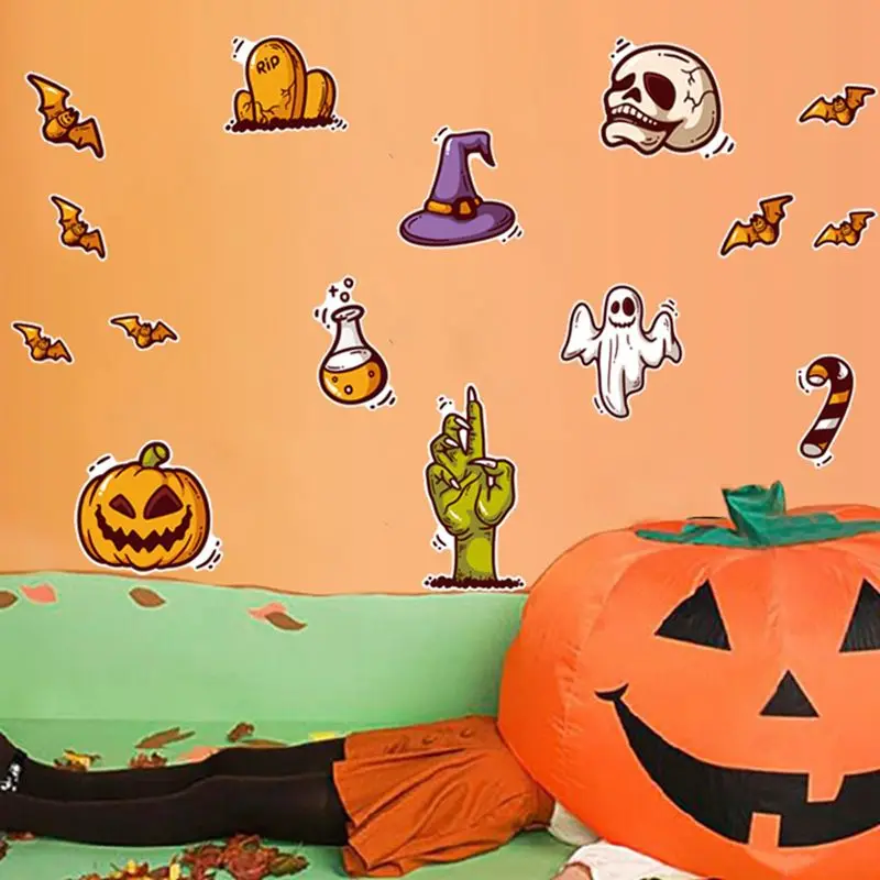 Мультфильм милый Хэллоуин наклейки на стену самоклеющиеся ПВХ для домашнего