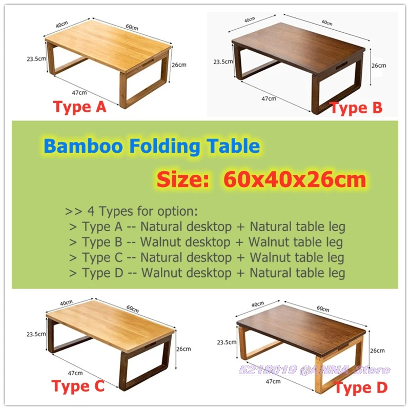 

Small Coffee Folding Desk 60x40x26cm Natural Walnut Bamboo Japanese Style Furniture Super Quality Bay Window Table Home Supplies