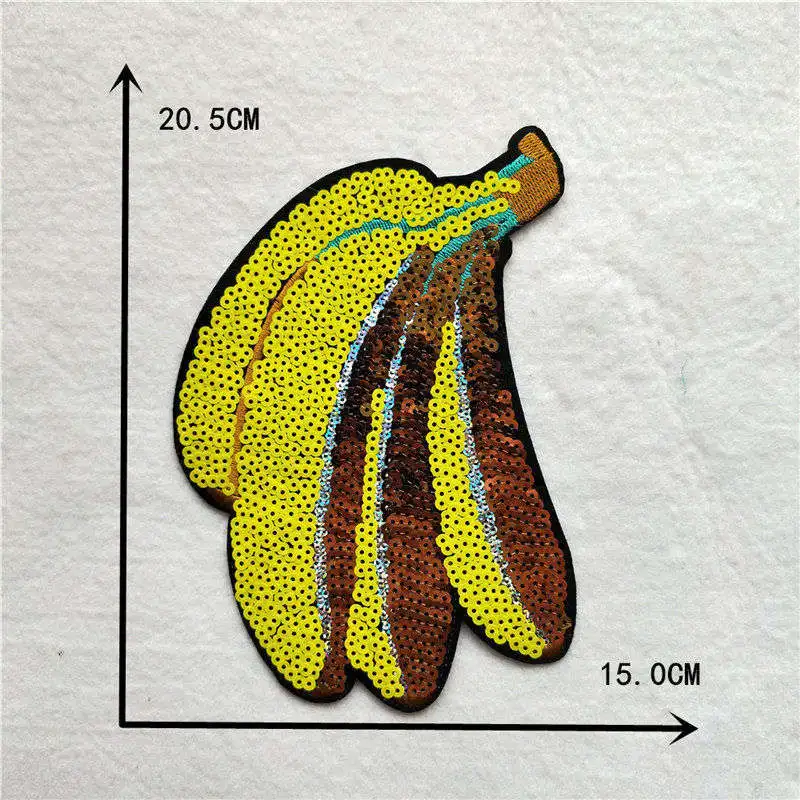 Новые блестки большого размера блестящие термоклейкие нашивки с собакой бананом