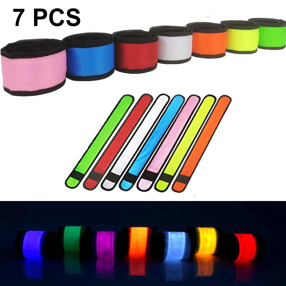 

7 PCS Wrist light bracelet Glowing Slap Bracelet Night Safety Armband Sports Wristband High Festival Wedding Party Decor
