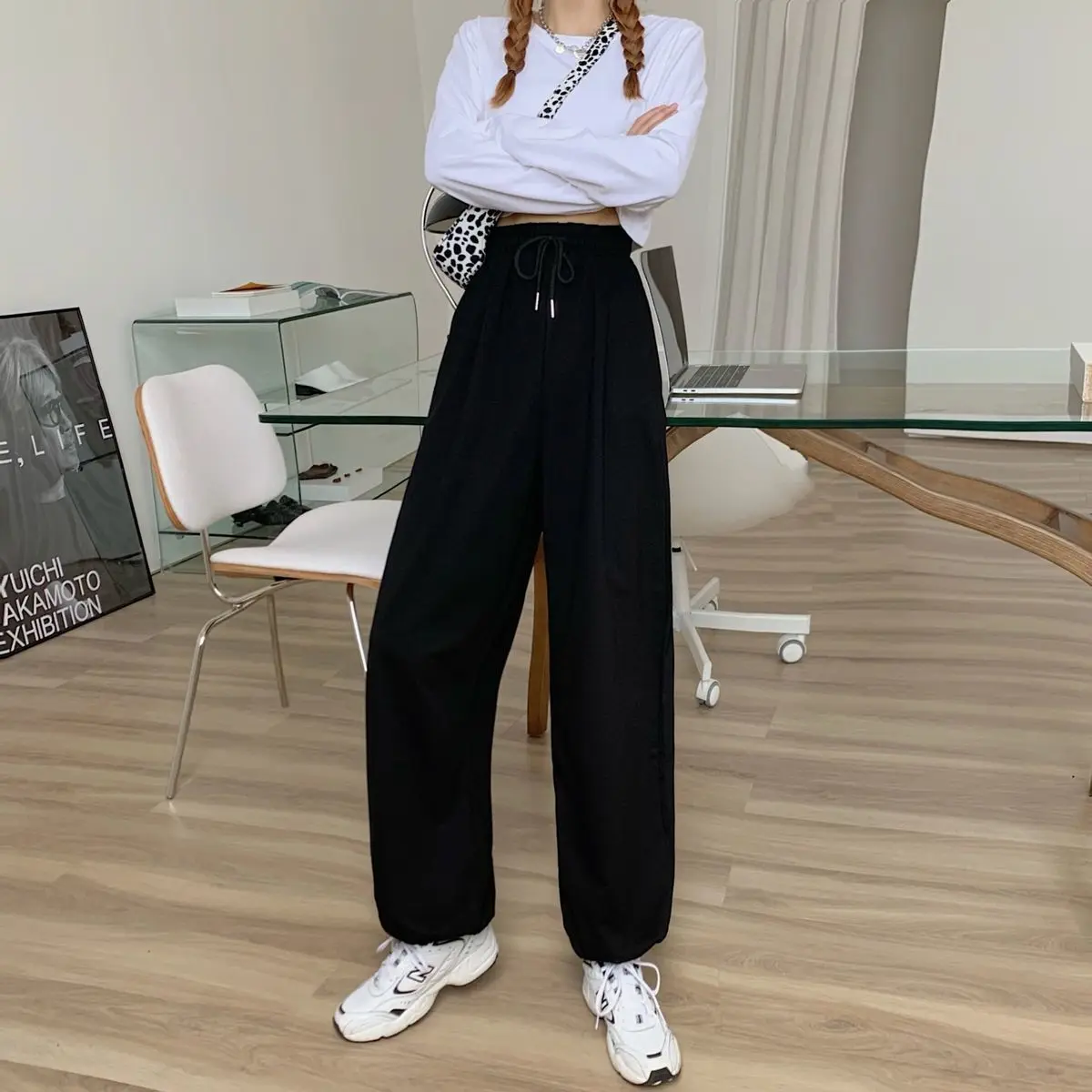 

Unisex Pants Women Baggy Boyfriend Drawstring Full Length Casual Solid Simple Jogging Soft High Quality Females Spring Hot Sale