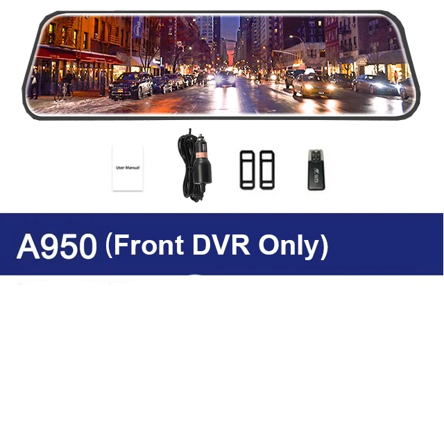 DVR Only 9,66 дюймов Автомобильный видеорегистратор Камера поток медиа зеркало заднего вида ips сенсорный экран FHD Dash Cam Регистратор Видео dvr рекордер Dash камера - Название цвета: DVR Only