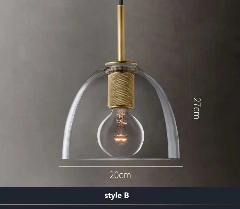 style B Американский родиевая лампа Edison E27 светодиодный подвесной светильник, LED потолочный светильник, светодиодный потолочный из золотистого металла Стекло светодиодный подвесной светильник Lamparas светильники - Цвет абажура: style B