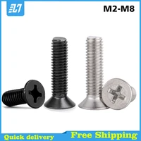 phillips flat head machine screw metric thread countersunk bolt assortment kit 304 stainless steel black m2 m2 5 m3 m4 m5 m6 m8