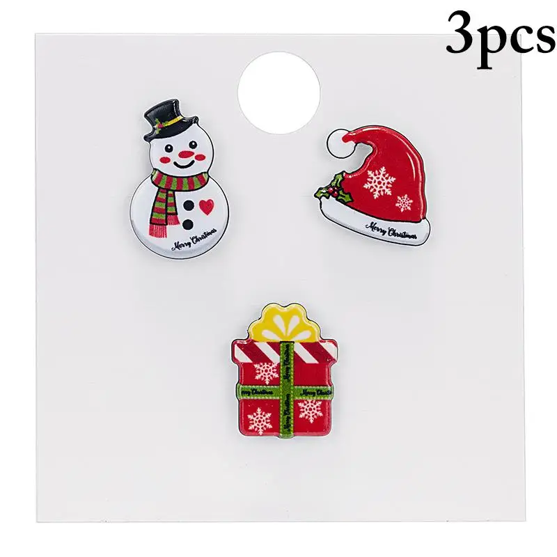 3 шт./компл. Рождественская брошь булавка Санта шляпа носок дерево лось снеговик