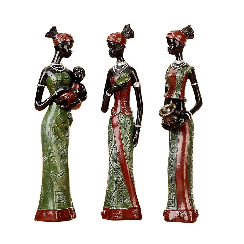 3 африканские девушки полимерная для домашнего декора Статуэтка народное