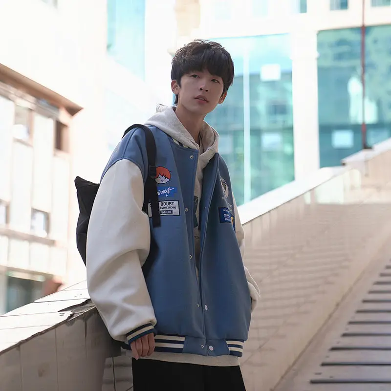 

Japanese style baseball jacket men's ins trend loose handsome Joker 2021 spring and autumn new student jacket men