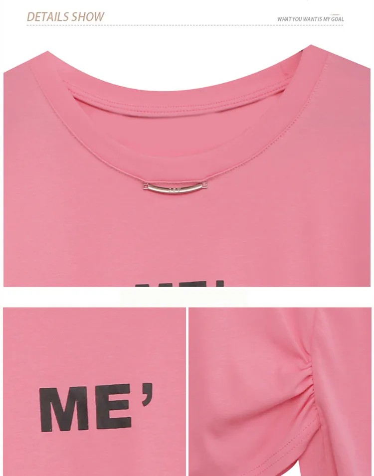 

Summer European Style Cotton T-Shirt Fashion Sexy O-Neck Irregularity Print Drape Women Tops Short Sleeve All Match Tees T16419A