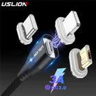 Магнитный кабель USLION Micro USBType-C, для iPhone, Samsung, Xiaomi, Huawei, 3 А