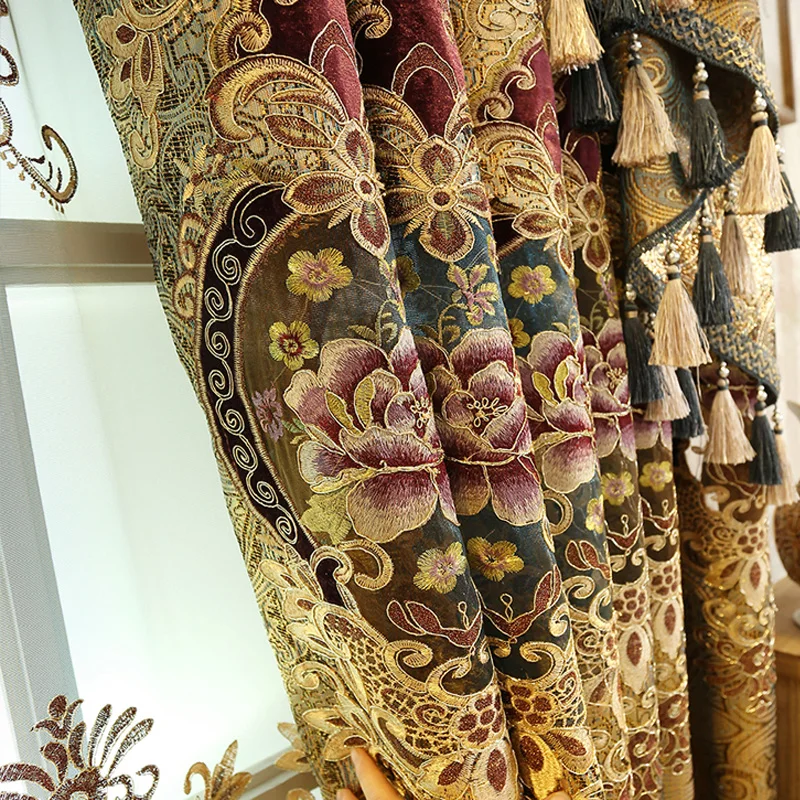 Роскошные занавески в европейском стиле Королевского золотого цвета для женской