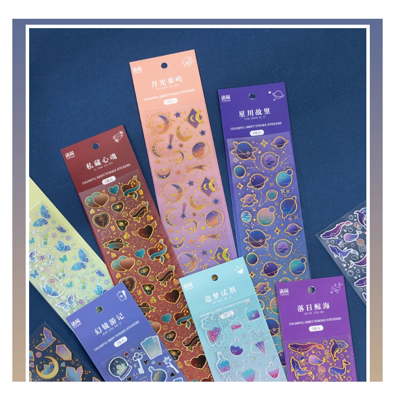 

INS Creative Cute Bronzing Butterfly Whale Laser Stickers Scrapbooking DIY Valentine's Day Gift Decorative Collage Sticker