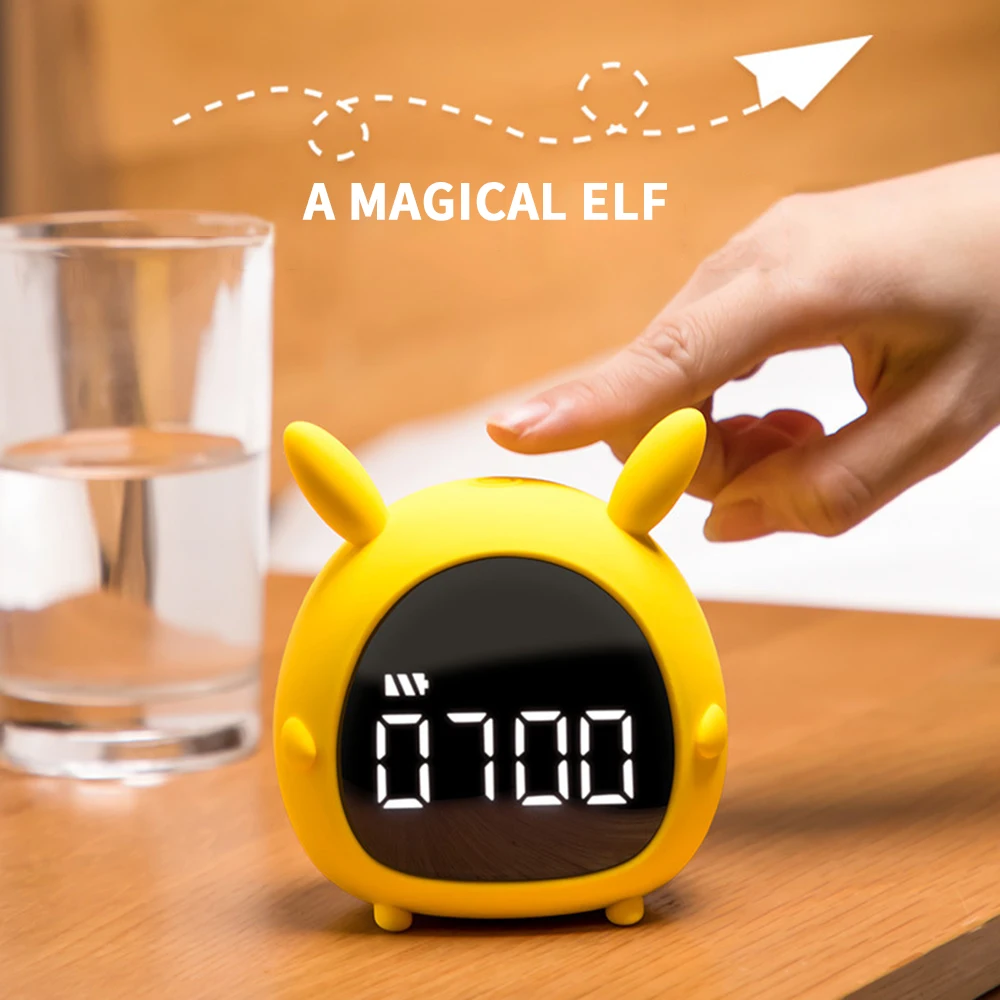 

Smart Multifunctional Elf Alarm Clock Cartoon Voice Control Creative Led Clock Dormitory Student Gift Multifunctional Bedside