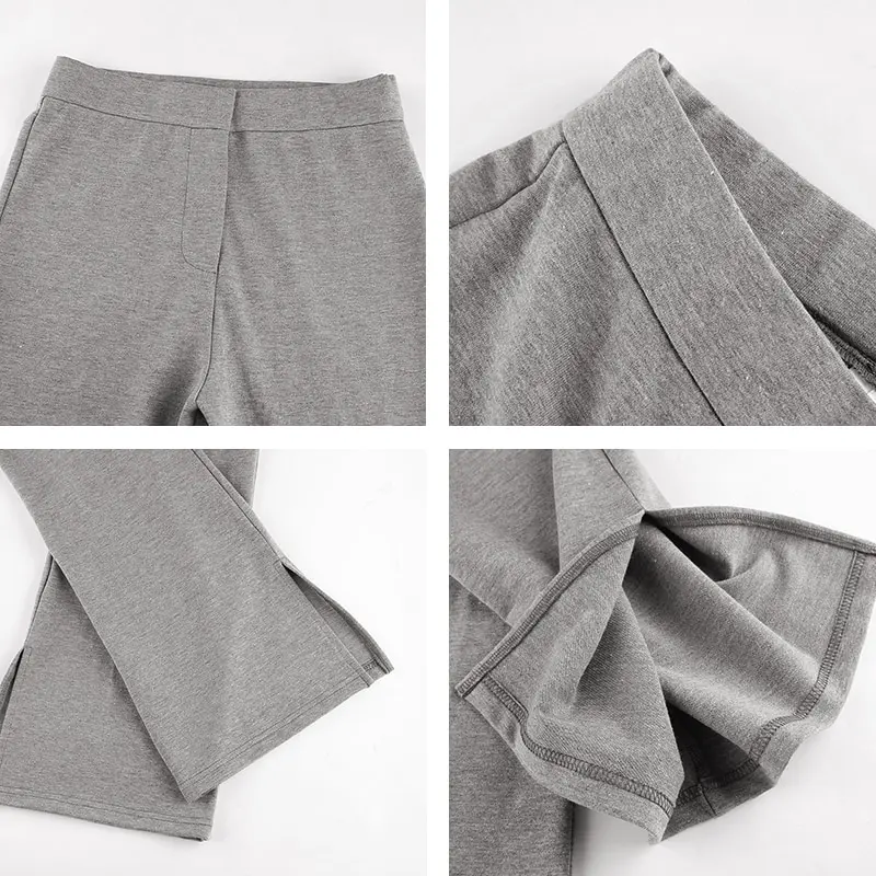 

Streetwear Solid Sweatpants Tracksuit Women's Sports Pants 2021 High Waist Side Split Fashion Skinny Long Trousers Capris