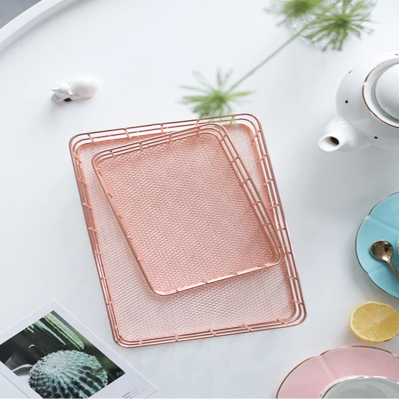 Простые Стильные розовые и золотые зеркальные полки для хранения Круглый