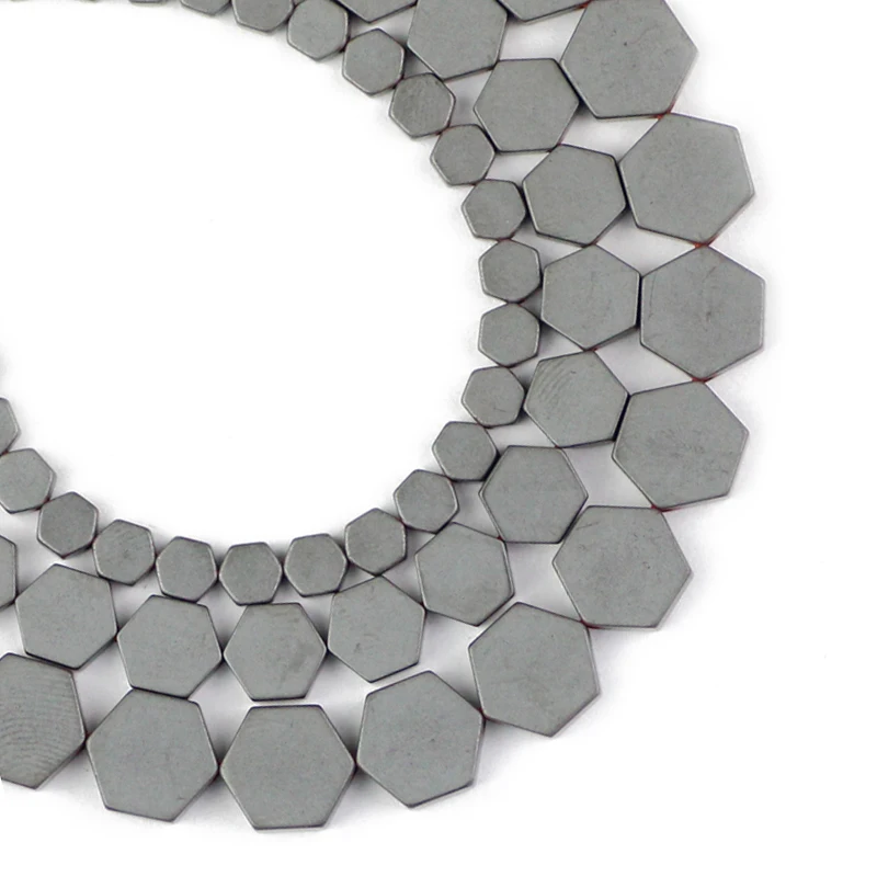 Плоские Шестигранные матовые черные гематитовые бусины YHBZRET из натурального